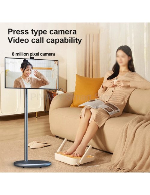 Smart TV Portable 27 pouces, caméra intégrée Android 13, écran tactile