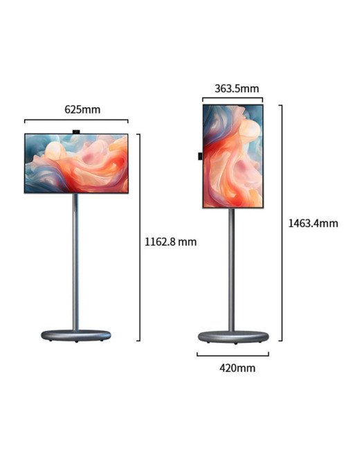 Smart TV Portable 27 pouces, caméra intégrée Android 13, écran tactile
