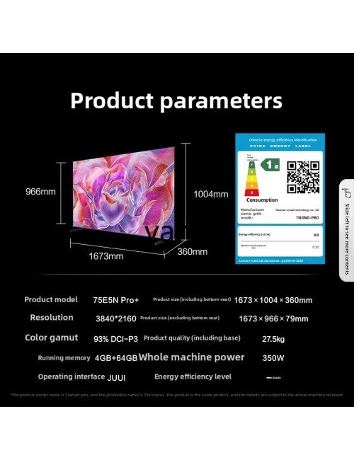 Téléviseur LCD Mini LED lcX Pro + 75 pouces pour la maison