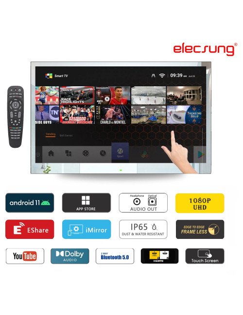 Soulaca-Smart Mirror TV, écran tactile HD 1080P, WiFi intégré, Bluetoo