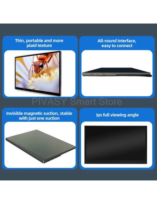Moniteur TV portable tactile 2K de 10,5 pouces pour films, soirées à d