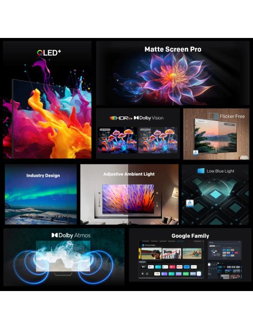 METZ QLED + 4K UHD Smart TV 43 pouces avec Google TV et écran mat anti