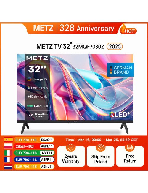 Metz QLED TV 32 "40" pouces télévision LED intelligente Google Tele HD