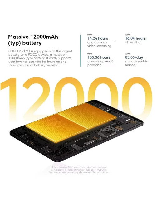 Tablette POCO Pad M1 Wifi 8 Go 256 Go Smart Touchscr...